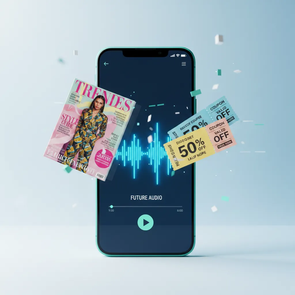 Podcast listening with magazine and retail rewards
